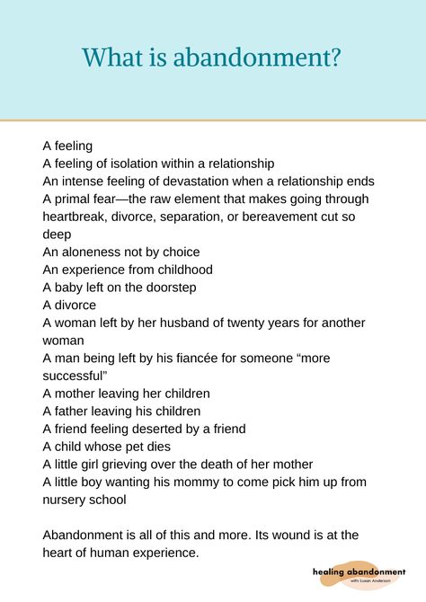 Ever wondered "What causes abandonment issues?" This infographic is your guide to understanding abandonment at its core. We explore its psychological and emotional facets, from causes to symptoms and its impact on mental health. Learn what triggers abandonment feelings and how they manifest in your life. Swipe to uncover the root causes of abandonment issues and take the first step toward healing. Visit our website for more resources and expert advice on overcoming abandonment. Signs Of Abandonment, How To Fix Abandonment Issues, Healing From Childhood Abandonment, Abandonment Therapy Activities, How To Heal Self Abandonment, How To Deal With Abandonment Issues, Abandonment Issues Healing Journal, Journal Prompts For Abandonment Issues, Healing Self Abandonment