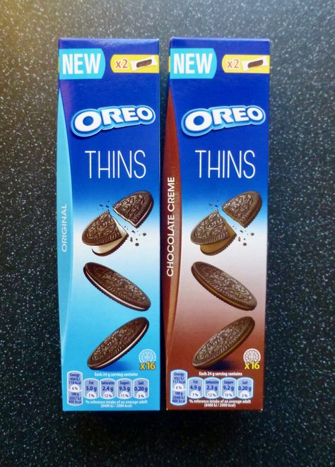 Sweets Japanese, Cereals Packaging Design, Oreo Ideas, Oreo Cookie Flavors, American Sweets, Cereal Packaging, Oreo Thins, Oreo Flavors, Chocolate Creme