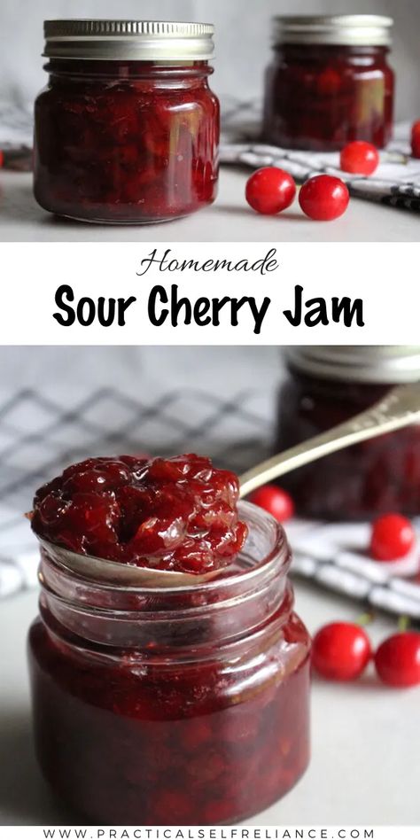 Sour Cherry Jam Recipe, Cherry Jam Recipe, Tart Cherries Recipes, Sour Cherry Recipes, Sour Cherry Jam, Cherry Jam Recipes, Cherry Preserves, Tart Cherries, Cherry Jam