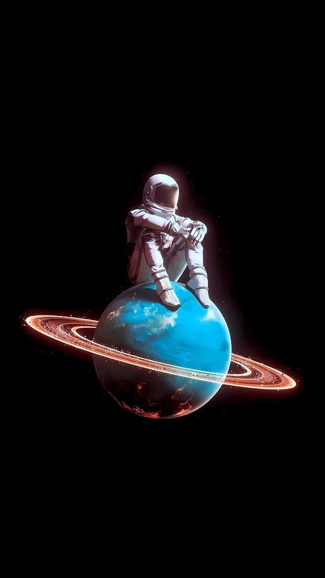 Astronaut Sitting On Planet, Astronaut Artwork, Planet Planet, Glass Portrait, Lip Wallpaper, Astronaut Wallpaper, Space Phone Wallpaper, Model Woman, Iphone Wallpaper Landscape