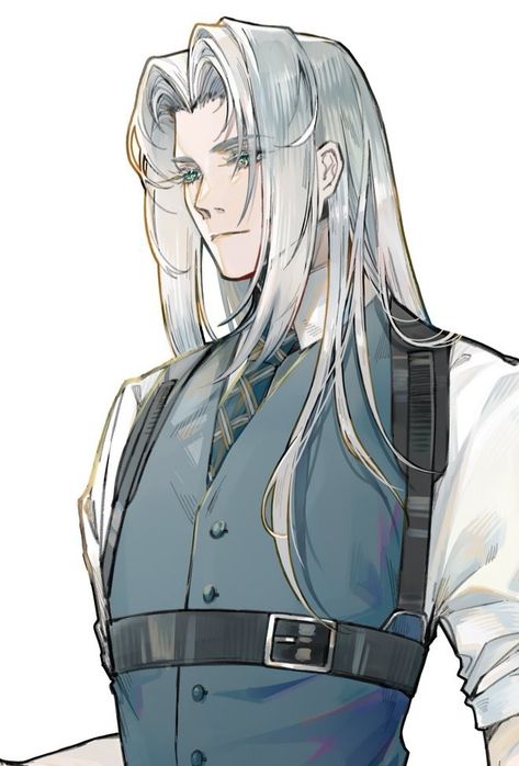 Ff7 Sephiroth, Final Fantasy Sephiroth, Long White Hair, Final Fantasy Vii Remake, Final Fantasy Art, Fantasy Male, Arte Fantasy, Final Fantasy Vii, White Hair