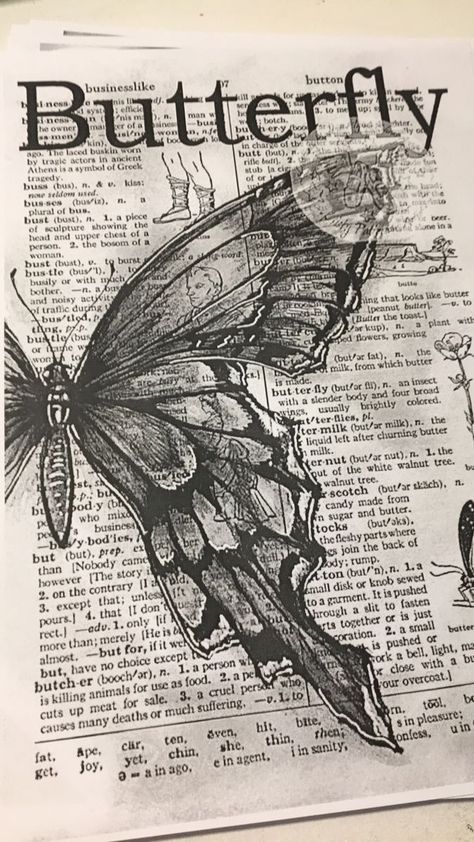 Drawings On Vintage Paper, Sketch On Newspaper, Drawings On Book Pages Aesthetic, Newspaper Drawing Ideas, Painting On Newspaper Ideas, Aesthetic Butterfly Sketch, Drawing In Books Pages, Book Page Drawing, Butterfly Drawing Sketches