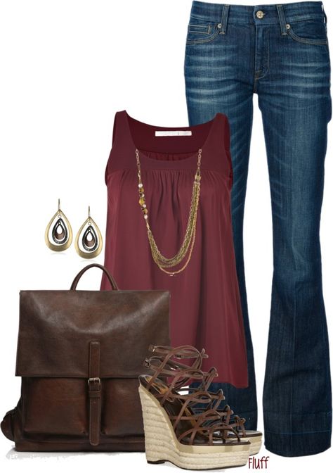 "sherry" by fluffof5 on Polyvore Modern Pin Up Style, Tank Top Outfit, Looks Jeans, Outfits Jeans, Modern Pin Up, Top Outfit, Pin Up Style, Wine Colored, Mode Inspiration