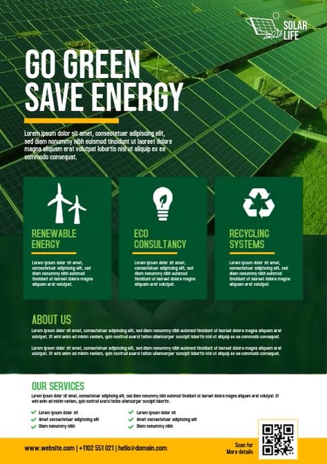 Solar Energy Flyer Design, Renewable Energy Poster Design, Solar Energy Poster Design, Green Flyer Design, Solar Flyer Design, Recycle Design Graphic, Information Poster Design, Environment Poster Design, Energy Poster Design