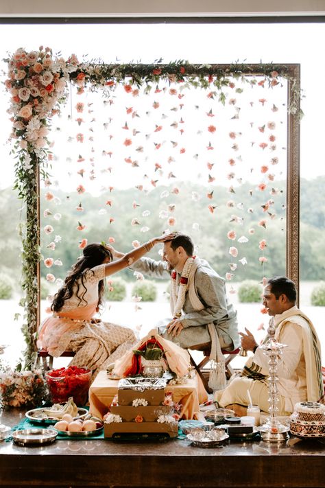 We cant get enough of this gorgeous pastel + mint wedding |  Image by Allie Chambers Photography Weddings Decorations Elegant Romantic, Hindu Wedding Decorations, Desi Wedding Decor, Wedding Image, Indian Wedding Inspiration, Wedding Backdrop Decorations, Wedding Mandap, Vintage India, Indian Fusion Wedding