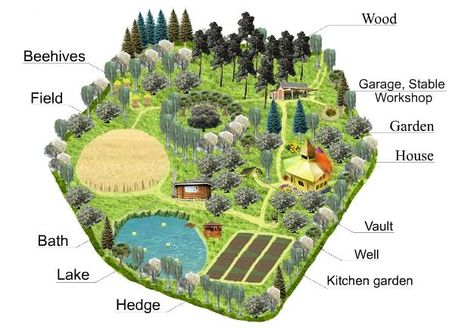 Land design Homestead Layout, Farm Plans, Farm Layout, Permaculture Gardening, Permaculture Design, Food Forest, Farm Design, Forest Garden, Earthship