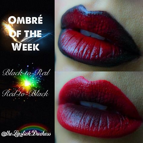 🎴OMBRÉ OF THE WEEK: #HappyHumpDay 🎂still in bday mode...anyway here is a special #ombrelips request from @tangemac for 🎴Black-to-Red Ombre🎴 🎴Red-to-Black Ombre🎴 I did a reverse ombre as well.  Can you say #sultry? ❤💄❤💄❤💄❤💄❤ #lotd #mua #makeup #redlips #blacklips #occ #mufe #ombreoftheweek #lipart #bblogger #beautyblogger #blackredlips Black And Red Ombre Lips Tutorial, Red And Black Ombre Lips, Prom Makeup Lips, Red Ombre Lips, Ombre Lips Tutorial, Ombré Lips, Ombre Lip, Black To Red Ombre, Reverse Ombre