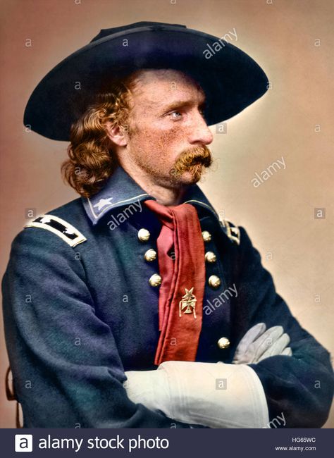 Download this stock image: Civil War portrait of General George Armstrong Custer - HG65WC from Alamy's library of millions of high resolution stock photos, illustrations and vectors. Men Mustache, George Armstrong, 19th Century Style, Photographic Print, Canvas Print, Canvas