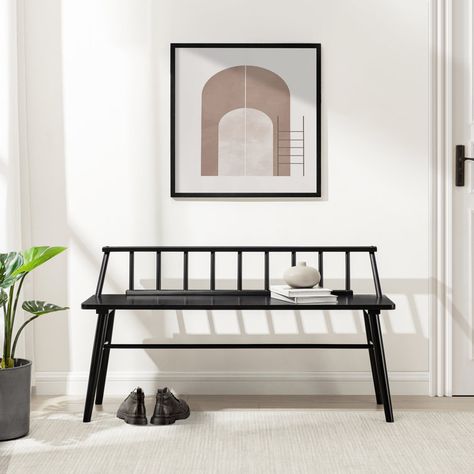 Black Bench, Solid Wood Benches, Entry Bench, Bohemian House, Minimalist Silhouette, Wood Bench, Furniture Assembly, Grey Wood, Bench Furniture