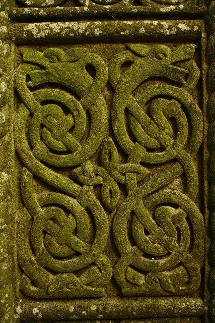 2012 08 11_0318 by OrliPix, via Flickr Irish Stone Carvings, Irish Mythology Aesthetic, Celtic Photography, Celtic Serpent, Celtic Aesthetic, Knot Garden, Irish Pattern, Moss Covered, Celtic Knot Designs