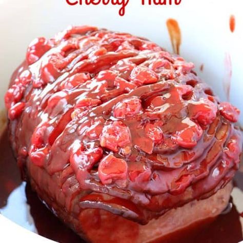 Ham With Cherry Pie Filling, Cherry Glazed Ham, Cherry Ham, Best Amish Recipes, Ham Recipes Crockpot, Ham Glaze Recipe, Crock Pot Food, Slow Cooker Ham, Pot Food