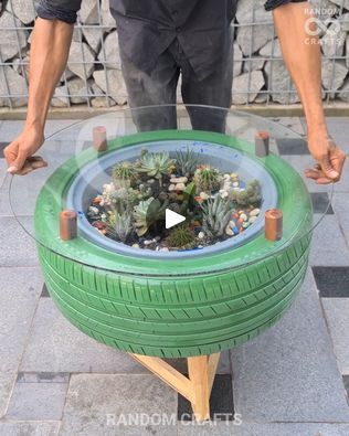 How to Make Most Beautiful Table and Chair from old Tires | How to Make Most Beautiful Table and Chair from old Tires | By Random CraftsFacebook Woods Craft, Tire Table, Tire Furniture, Random Crafts, Old Tires, Table And Chair, Projects Ideas, Beautiful Table, Outdoor Table