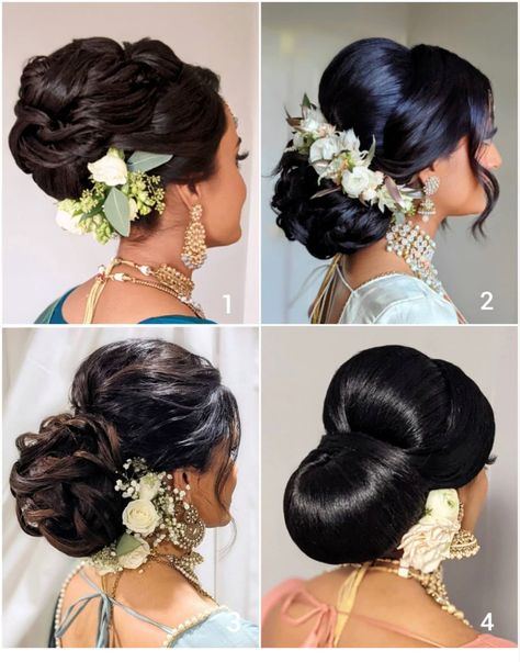 Indian Updo Hairstyles, Beach Wedding Hair Updo, Updo With Flowers, Indian Beach Wedding, Indian Bridal Hair, Traditional Hairstyles, Floral Updo, Bridal Era, Indian Braids