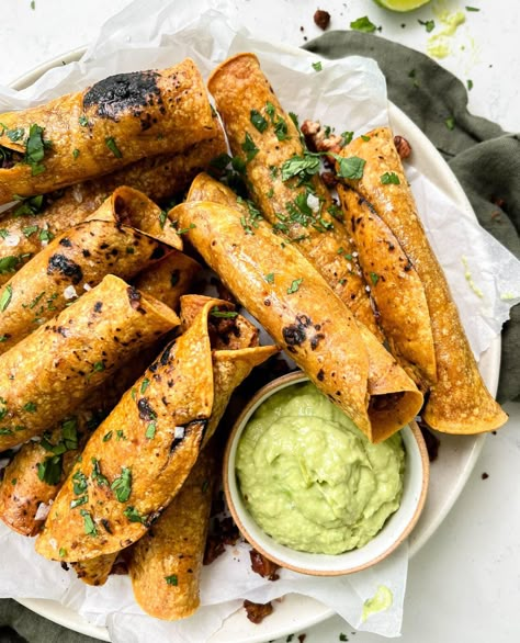 Butternut Squash Taquitos, Shredded Tofu Taquitos, Vegan Taquitos Tofu, Vegan Taquitos Baked, Tofu Taquitos, Jackfruit Taquitos, Taquitos Vegetarian, Vegetarian Taquitos, Taquitos Vegan