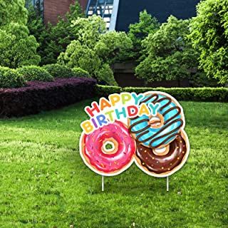 Amazon.com: donut birthday party supplies Kids Party Favor Ideas, Birthday Yard Signs Lawn, Sweet One Birthday Party, Happy Birthday Donut, Outdoor Birthday Decorations, Donut Party Supplies, Donut Party Decorations, Sweet One Birthday, Donut Birthday Party