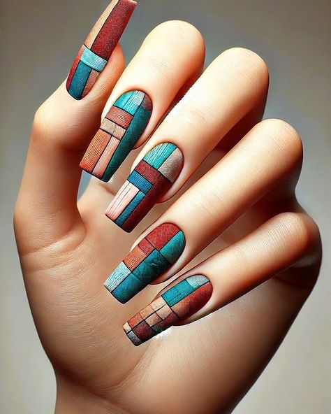 Tamara Margaryan | PATCHWORK CHIC 🌟💅 Showcase your love for fabric textures and vibrant colors with this modern patchwork nail design. The combination of bold... | Instagram Digital Nail Art, Modern Patchwork, Fabric Patchwork, Dope Nail Designs, Fabric Textures, Dream Nails, Design Fabric, Dope Nails, Fashion Nails