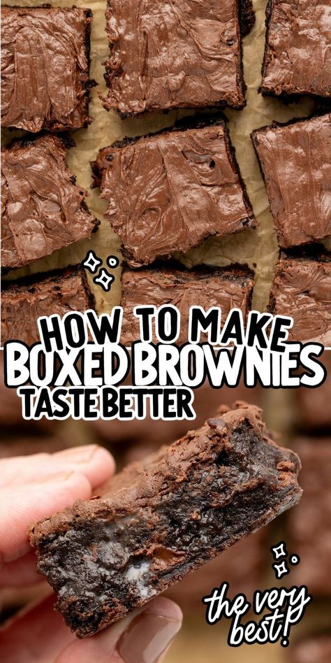 How To Make Better Boxed Brownies Boxed Brownies Better, Boxed Brownie Recipes, Ghirardelli Brownie Mix, Boxed Brownies, Fudgy Chocolate Brownies, Brownie Mix Recipes, Cake Mix Brownies, Brownies Recipes, Quick Baking