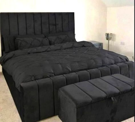 Batcave Room Queen Size Bed, Black Big Bed, Black Satin Bed Set, Wooden Pallet Beds, Sitting Room Decor, Fabric Bed Frame, Luxury Room Bedroom, Handmade Bed, Apartment Living Room Design