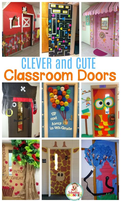 Kg Door Decoration Ideas, Interactive Classroom Door Ideas, Decorating Teacher Doors, Class Doors Ideas, Door Art For Classroom, Fun Door Decorations, Half Door Decorations Classroom, Classroom Door Ideas With Names, Easy School Door Decorations