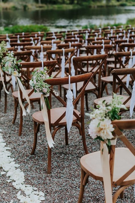 Mismatched Wooden Chairs Wedding, Wedding Wooden Chairs, Crossback Chairs Wedding, Tree Uplighting, Lighting Tree, String Lighting, Ceremony Chairs, Rustic Wedding Reception, Chair Decor