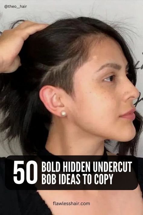 Undercut Bob Haircut: Collection of Hidden Undercut Bob Ideas, Short Bob with Undercut and Bangs.