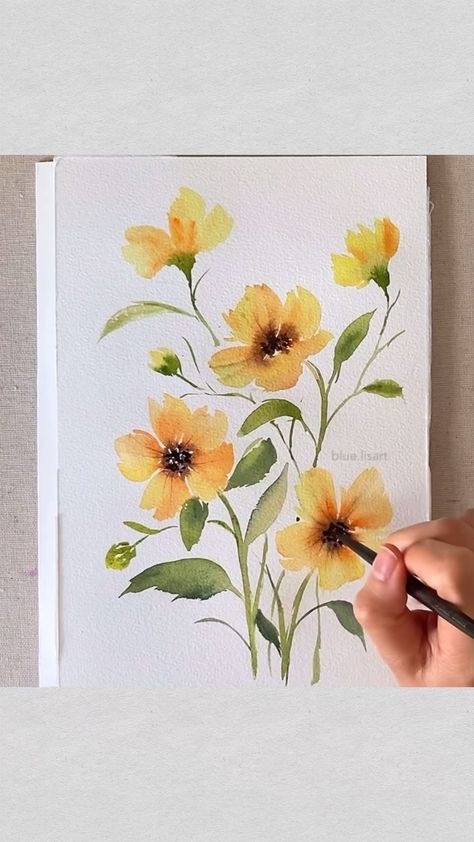 YT video : Loose & Easy Watercolor Florals For Beginners 💛 Link in bio | Instagram Abstract Watercolor Flower, Loose Watercolor Paintings, Loose Watercolor Flowers, Easy Flower Painting, Learn Watercolor Painting, Flower Drawing Tutorials, Watercolor Flowers Tutorial, Floral Watercolor Paintings, Watercolor Tutorial