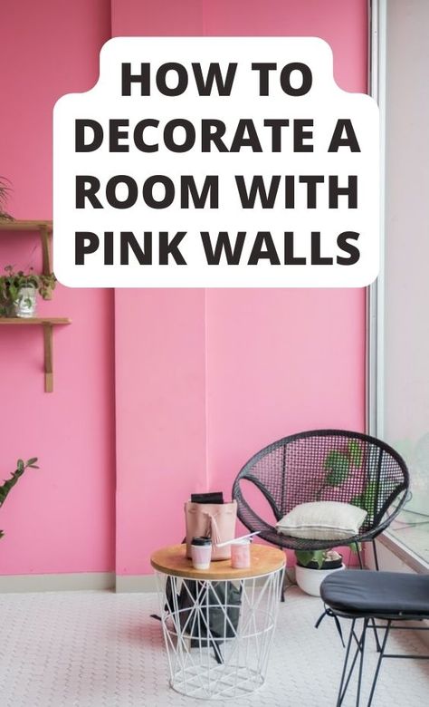 Room Decor With Pink Walls, Pink Walls Room Decor, Hot Pink Wall Bedroom, How To Decorate A Pink Room, Wall Decor For Pink Walls, Dark Pink Accent Wall Bedroom, Pink Wall Bedroom Decor, Hot Pink Walls Living Room, Bright Pink Bedroom Walls