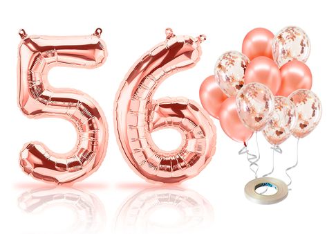 Available in all numbers 1 - 100 #rosegold #birthday #latex #red #birthdaydecoration #birthdaydeco #birthdayballoons #partysupplies #number56balloons 28 Birthday Decorations, 26th Birthday Decorations, 85th Birthday Decorations, Birthday Dekoration, 29th Birthday Decorations, 22 Birthday Decorations, 23rd Birthday Decorations, Balloons Number, Birthday Decorations For Women