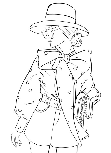 Fashion Outfits Coloring Pages, Fashion Coloring Pages, Line Art Coloring, Art Coloring Book, Illustration For Kids, Fashion Coloring Book, Fashion Design Books, Farm Animal Coloring Pages, Spring Coloring Pages