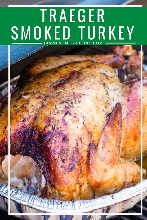 Brined Smoked Turkey, Traeger Smoked Turkey, Spatchcock Turkey, Traeger Grill Recipes, Smoked Turkey Recipes, Turkey Brine, Traeger Recipes, Pellet Grill Recipes, Turkey Recipe