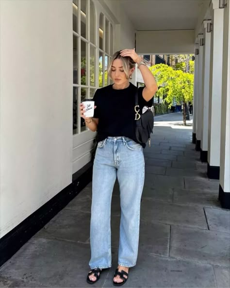 Black Sandals Outfit, Freya Killin, Denim Pants Outfit, Denim Street Style, Ootd Inspo, Mint Velvet, Summer Fashion Outfits, Denim Outfit, Spring Summer Outfits