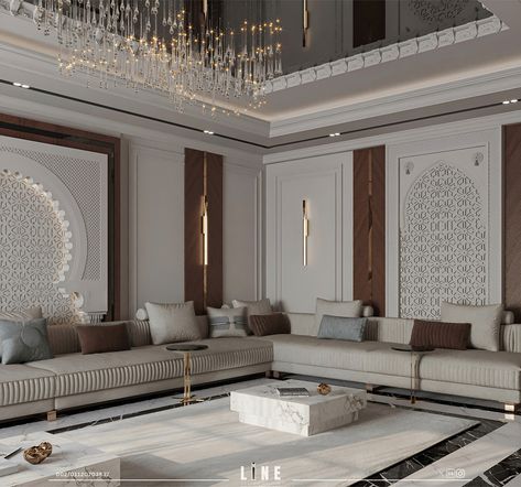 Majls Modern Arabic Interior, Arabic Living Room, Majlis Design, Luxury Sofa Living Room, Luxury Mansions Interior, Theater Room Design, New Ceiling Design, Luxury Living Room Decor, Dream Closet Design