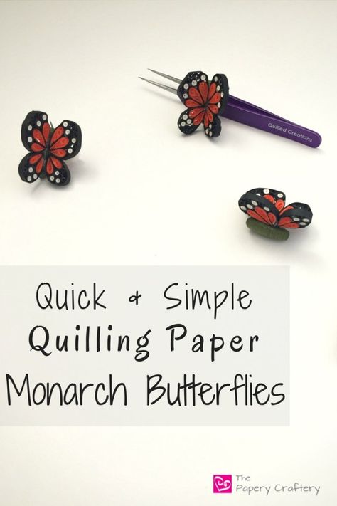 Quilling Paper Monarch Butterflies ~ Quick and simple butterflies in classic orange and black || www.ThePaperyCraftery.com Quilling Butterfly, Trending Crafts, Butterfly Tutorial, Art Quilling, Paper Quilling Tutorial, Paper Quilling For Beginners, Simple Butterfly, Paper Quilling Flowers, Quilled Paper Art