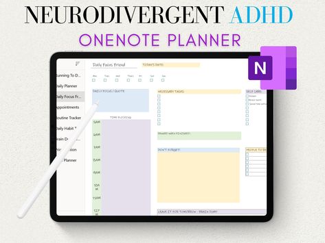 Onenote ADHD Planner Onenote Adhd Planner Adult Productivity Planner One Note  ipadplannertemplate #faithplanner #monthlyplannerprintabletemplates #dailymealplanner⌨️. Microsoft Planner Templates, Free One Note Templates, Onenote Templates Free, Onenote Planner Templates Free, One Note Organization Work, One Note Digital Planner, Microsoft Onenote Templates, Onenote Template, Office Hacks