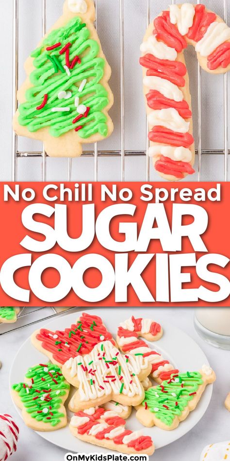 Sugar Cookie Cutout Recipe No Chill, Best Christmas Cutout Cookie Recipe, Best Sugar Cookie Cutout Recipe, Sugar Cookie Recipe Cut Out No Chill, No Chill Cookie Dough, Cookies For Santa Recipe, Chewy Sugar Cookies Cut Out, Easy Cutout Sugar Cookies Dough Recipe, Cutout Sugar Cookies No Chill