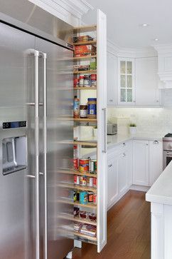 small kitchen storage solutions: pull out cabinet Wood Pantry, Pull Out Pantry, Simple Kitchen Remodel, Kitchen Storage Space, Hidden Kitchen, Kitchen Pantry Cabinets, Smart Kitchen, Transitional Kitchen, Living Room Remodel