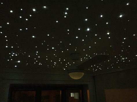 Starry Lights Ceiling, Star Ceiling Bedroom, Blair Davenport, Fiber Optic Ceiling, Japanese Bedroom, Star Lights On Ceiling, Ceiling Design Ideas, Star Ceiling, Black Room