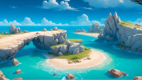 Game Environment Concept Art Landscapes, Arabian Garden, 3d Game Environment, Book Imagination, Stylized Landscape, Rock Cliff, Lego Sculptures, Concept Art World, 2d Game Art