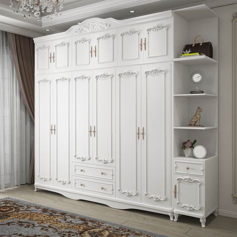 What is Included Color: White Style: French Country Product Type: Wardrobe Armoire Size: 31"L x 20"W x 82"H 47"L x 20"W x 82"H 63"L x 20"W x 82"H 79"L x 20"W x 82"H 94"L x 20"W x 82"H Height: >80" Material: Wood Wood Type: Manufactured Wood Wood Tone: White Wood Purposeful Distressing Type: No Distressing Design: Armoires & Wardrobes Armories & Top Cabinet Armoires & Sideboard Mirrored: No Weights & Dimensions Overall Length - Side to Side: 31.5" (80 cm) 47" (120 cm) 63" (160 Wardrobe For Bedroom, French Country Cabinets, French Wardrobe, White Closet, Cabinet With Drawers, Storage Cabinet With Drawers, White Wardrobe, Contemporary Cabinets, Small Bedroom Designs