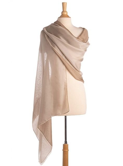 Italian Sheer Nude Beige Silk Evening Shawl-By Laura Biagiotti Black Chiffon Maxi Dress, Madrid Outfits, Sheer Shawl, Shawl Outfit, Award Show Dresses, Scarf Designs, Evening Scarf, Pink Clothes, Evening Wraps