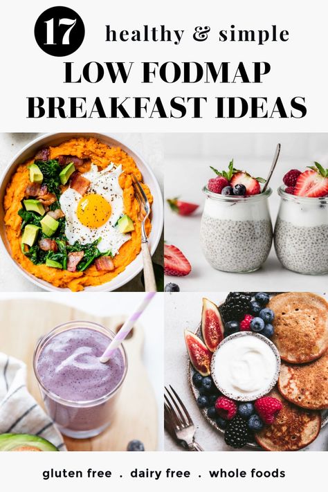 Try any one of these 17 simple and easy Low FODMAP breakfast ideas and recipes! They are healthy and many are great for on the go. There’s smoothie options, egg options, vegan, paleo, and more! Simple Dairy Free Breakfast Ideas, Healthy Snacks Low Fodmap, Breakfast Easy On The Stomach, Low Fodmap Breakfast Recipes Easy, Fodmap Diet Breakfast, Simple Fodmap Recipes, Low Fiber Breakfast Ideas, Lowfod Map Breakfast Recipes, Low Formal Breakfast