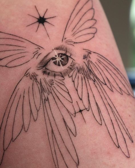 ✩✶👁️✶✩ angel from yesterday🩷 thank you Ariana for your trust 🌸🌸 Took 1 hour Done @themythrium 🌷🌷🌷 Booking May-July @inkpress.studio Pictured: seraphim inspired tattoo with six wings, an eye and stars on the forearm 👁️ 👁️ 👁️ @intenzetattooink @starbritecolors @cheyenne_tattooequipment @masttattoo.official 🌷 🌷 🌷 #seraphim#seraphimtattoo#tewetubby#sftattooartist Tattoo With Stars, Seraphim Tattoo, Biblical Angel, Biblical Tattoos, Tatted Men, Sick Tattoo, Botanical Tattoo, Makeup Tattoos, Wings Tattoo