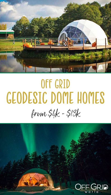 Off grid geodesic dome homes from $4k Geo Dome House, Geodome House, Dome Cabin, Geodesic Dome House, Live Off Grid, Glamping Inspiration, Geo Dome, Dome Homes, Geodesic Domes