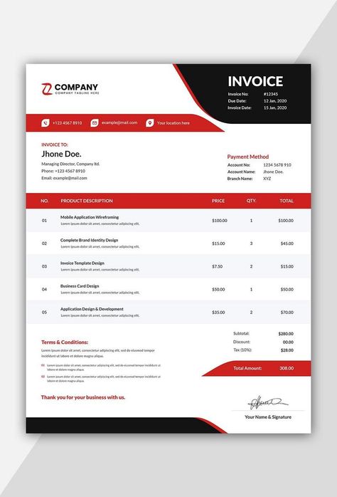 Invoice Design Template, Invoice Template Word, Business Invoice, Stationery Business, Invoice Design, Productive Things To Do, Word Free, Presentation Video, Powerpoint Word