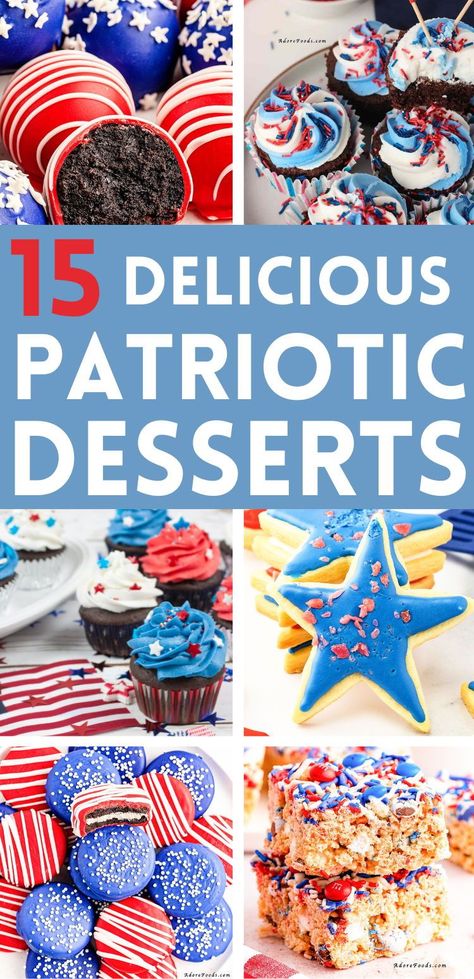 Memorial Day desserts are celebrated in style. Showcase your patriotism with red, white, and blue desserts like flag-themed cakes, patriotic berry trifles, and layered Jello recipes. Delight guests with Memorial Day cupcakes, star-spangled cookies, and patriotic popsicles. These Memorial Day dessert recipes, including red, white, and blue cheesecakes and patriotic parfaits, are perfect memorial day recipes to try this year Memorial Day Desserts, Memorial Day Foods, Patriotic Treats, Bbq Desserts, Patriotic Food, Patriotic Desserts, 4th Of July Cake, Blue Desserts, 4th Of July Desserts