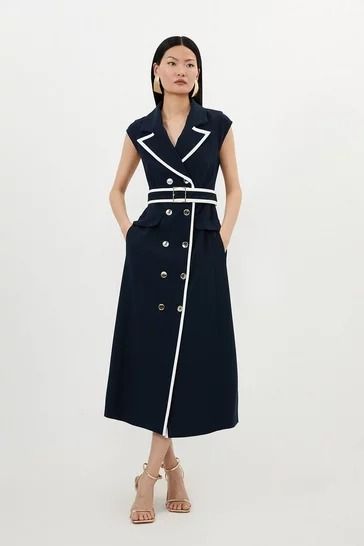 New In | Karen Millen Long Flared Skirt, Plus Size Workwear, Summer Bridesmaid Dresses, Petite Business Casual, Ibiza Outfits, Navy Midi Dress, Skirt Style, Karen Millen, Flared Skirt