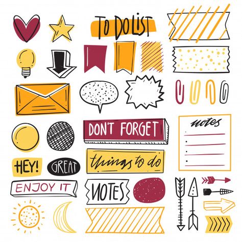 Set of to do list Premium Vector To Do List Stickers, Sticker Design Ideas, List Stickers, Work Stickers, Print Planner, Stickers Design, Doodle Inspiration, Cute Journals, Sticker Template