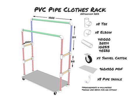 Pvc Pipe Clothes Rack, Diy Clothes Rack Pvc, Diy Clothes Hanger Rack, Clothesline Diy, Pipe Clothes Rack, Clothes Hanger Storage, Diy Clothes Hangers, Ideas For Clothes, Dress Up Closet