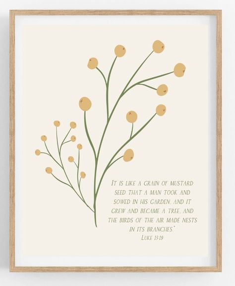 Mustard Seed Drawing, Seed Gifts, Seed Illustration, Matthew 17 20, Mustard Seed, Mindfulness Quotes, Jesus Quotes, Floral Watercolor, Bible Quotes