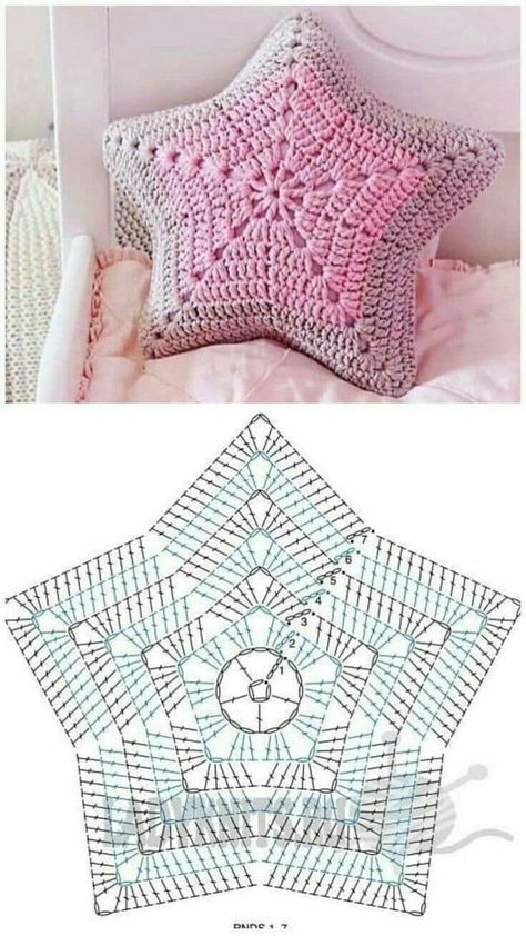 Projek Mengait, Star Pillow, Crochet Cushion Cover, Crochet Pillow Pattern, Mode Crochet, Pola Amigurumi, Crochet Design Pattern, Crochet Stars, Crochet Cushions